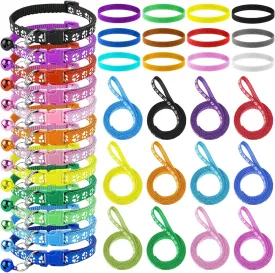 36PCS Quick Release Buckle Adjustable Puppy Paw Print Collar and Leash Set, Dog Collar and Leash Set, Soft Nylon Material, Suitable for Small Dogs, Cars and Pets