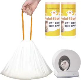 40 Count 18" x 12.6" Cat Litter Box Liners, Replaced Trash Bags Fit for Cat Litter Box MW-SC01/MW-SC02/MW-LR01, Drawstring Waste Drawer Liners for Automatic Litter Box