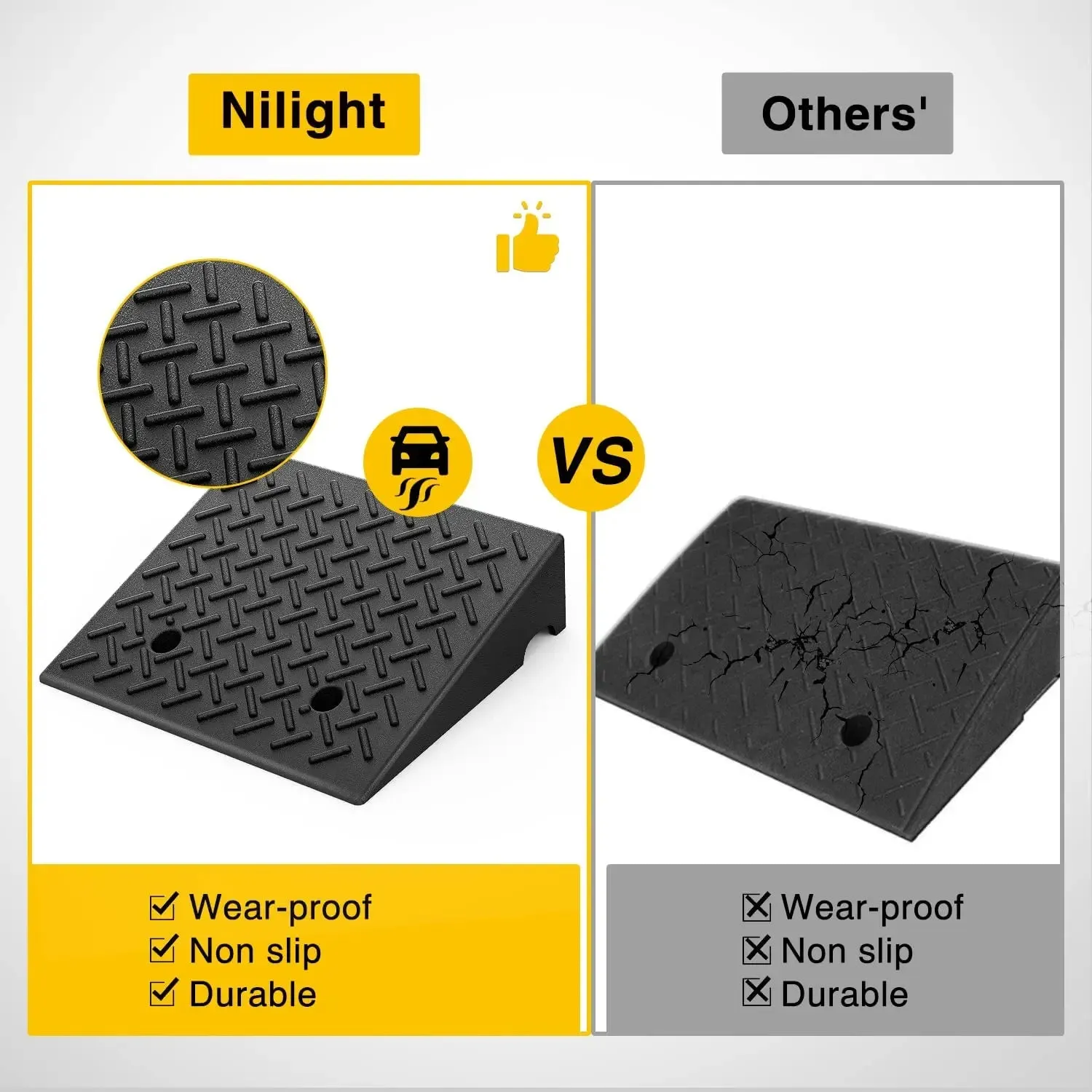 5 Inch Rise Height Rubber Curb Ramps 7000lbs Load Capacity (Pair)