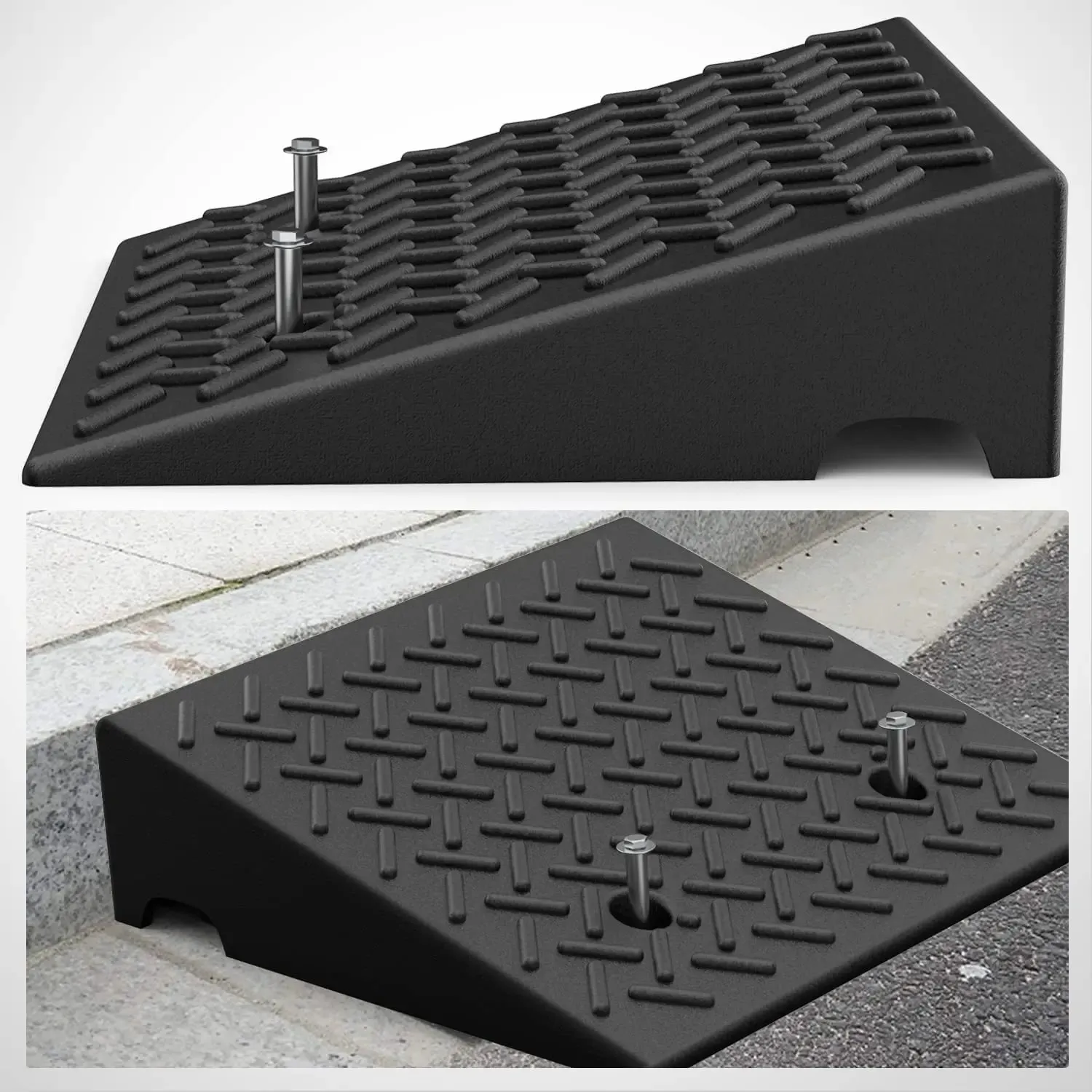 5 Inch Rise Height Rubber Curb Ramps 7000lbs Load Capacity (Pair)