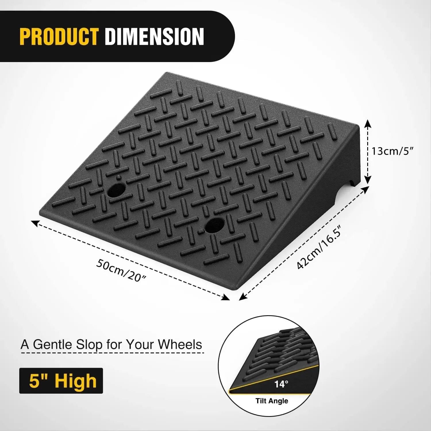 5 Inch Rise Height Rubber Curb Ramps 7000lbs Load Capacity (Pair)