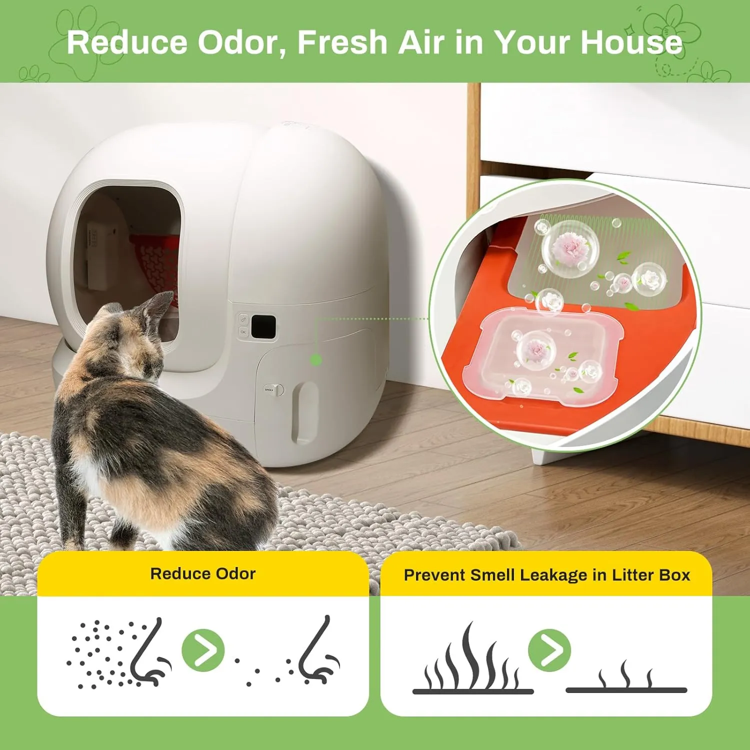 6 Pack Update Cat Litter Odor Eliminator 2.0 for Self-Cleaning Cat Litter Box, GISOFIK Cat Litter Deodorizer, Cat Toilet Odor Control, Safe Ingredients 98% Remove Rate