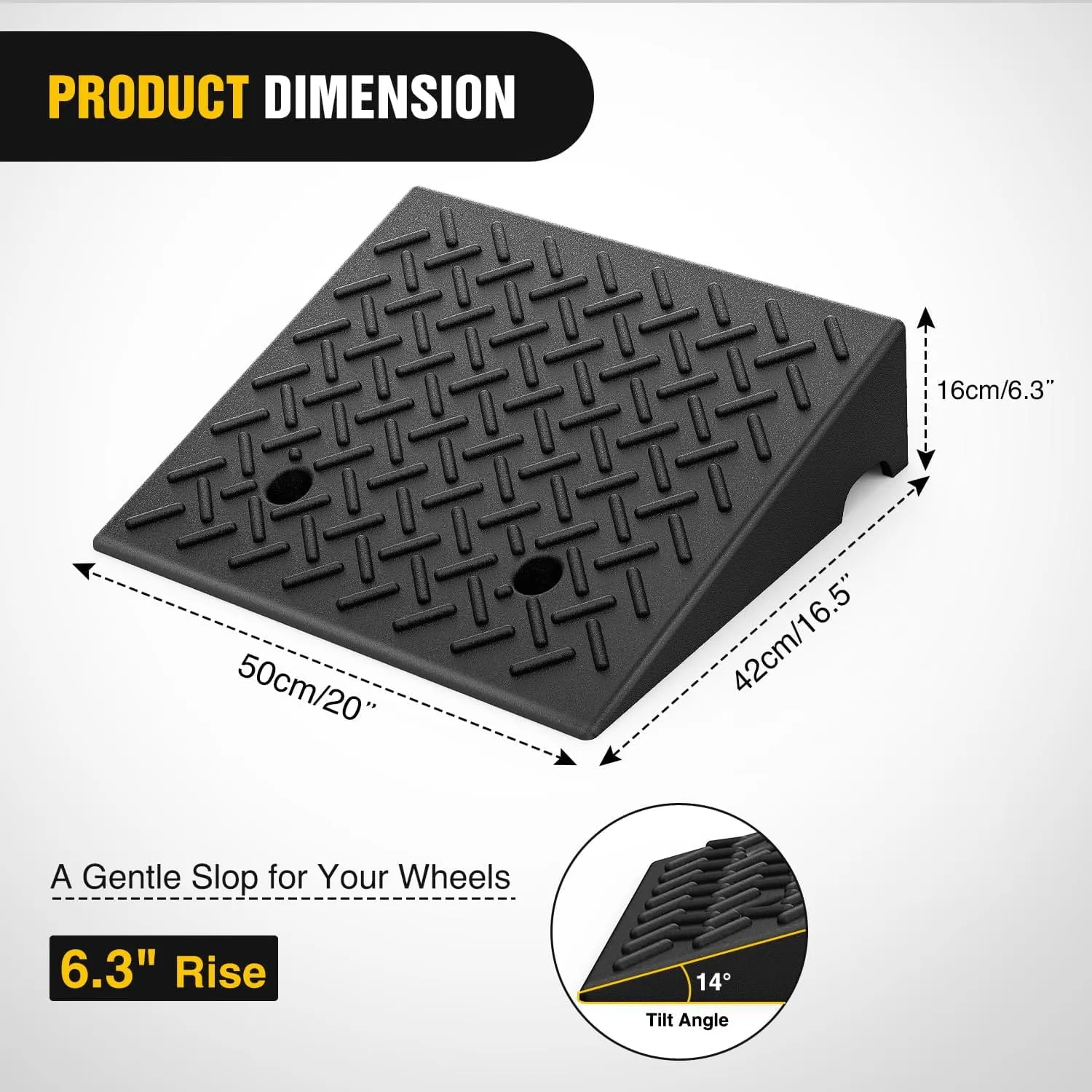 6.3 Inch 7000lbs Load Capacity Rise Height Heavy Duty Rubber Curb Ramp (Pair)