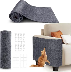 78.7"X15.8" Self-Adhesive Cat Scratching Mat - Durable Couch Protector from Cat Claws, DIY Furniture Protector for Couch, Sofa, Wall & Door - No Residue, Customizable, Safe for Cats (Grey)