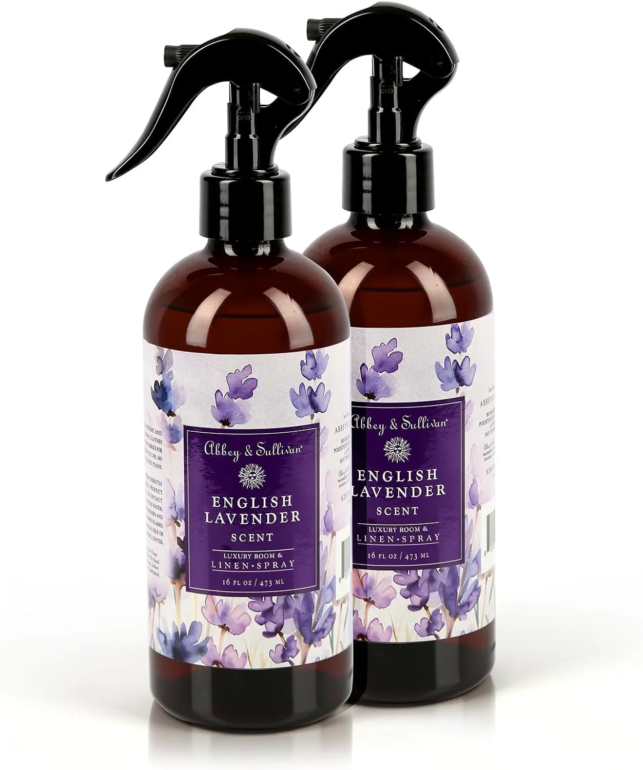 Abbey & Sullivan Linen Spray, English Lavender, Fabric Freshener and Odor Eliminator, Pack of 2, 16 oz