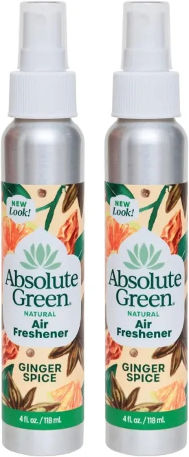 Air Freshener Room Spray, Non-Toxic, Cover Odors, Safe around Kids and Pets, Natural Ginger Spice Scent 4oz (Pack of 2)