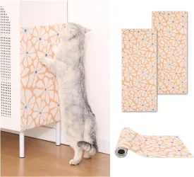Anti-Scratch Cat Mat, Set of 2  39.4 x 15.8 Trimmable Self-Adhesive Upholstery Pads for Furniture, Carpet, Cat Trees, Shelves, Climbing Walls & Couch Protection (Floral)
