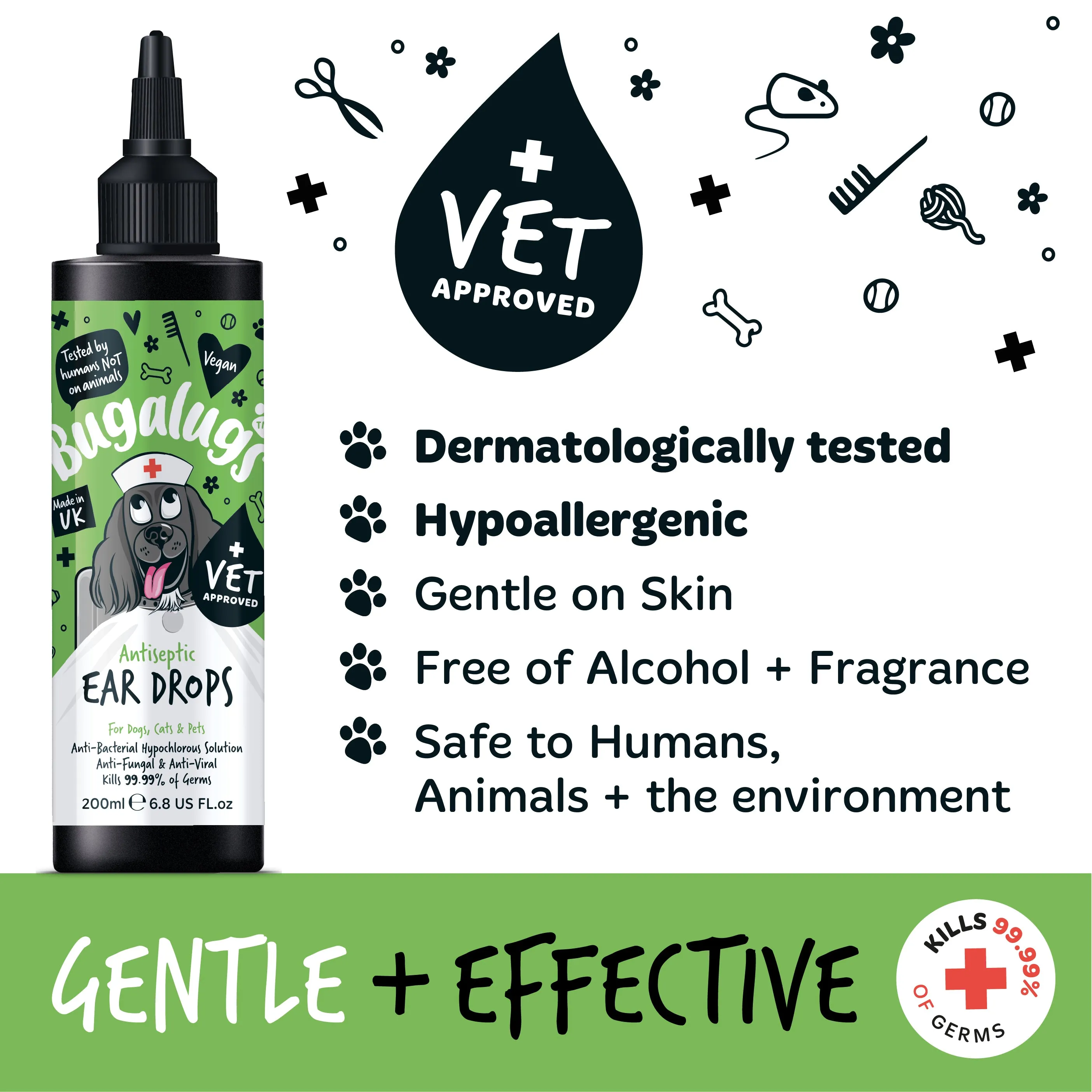 Antiseptic Ear Drops for Dogs, Cats & Pets