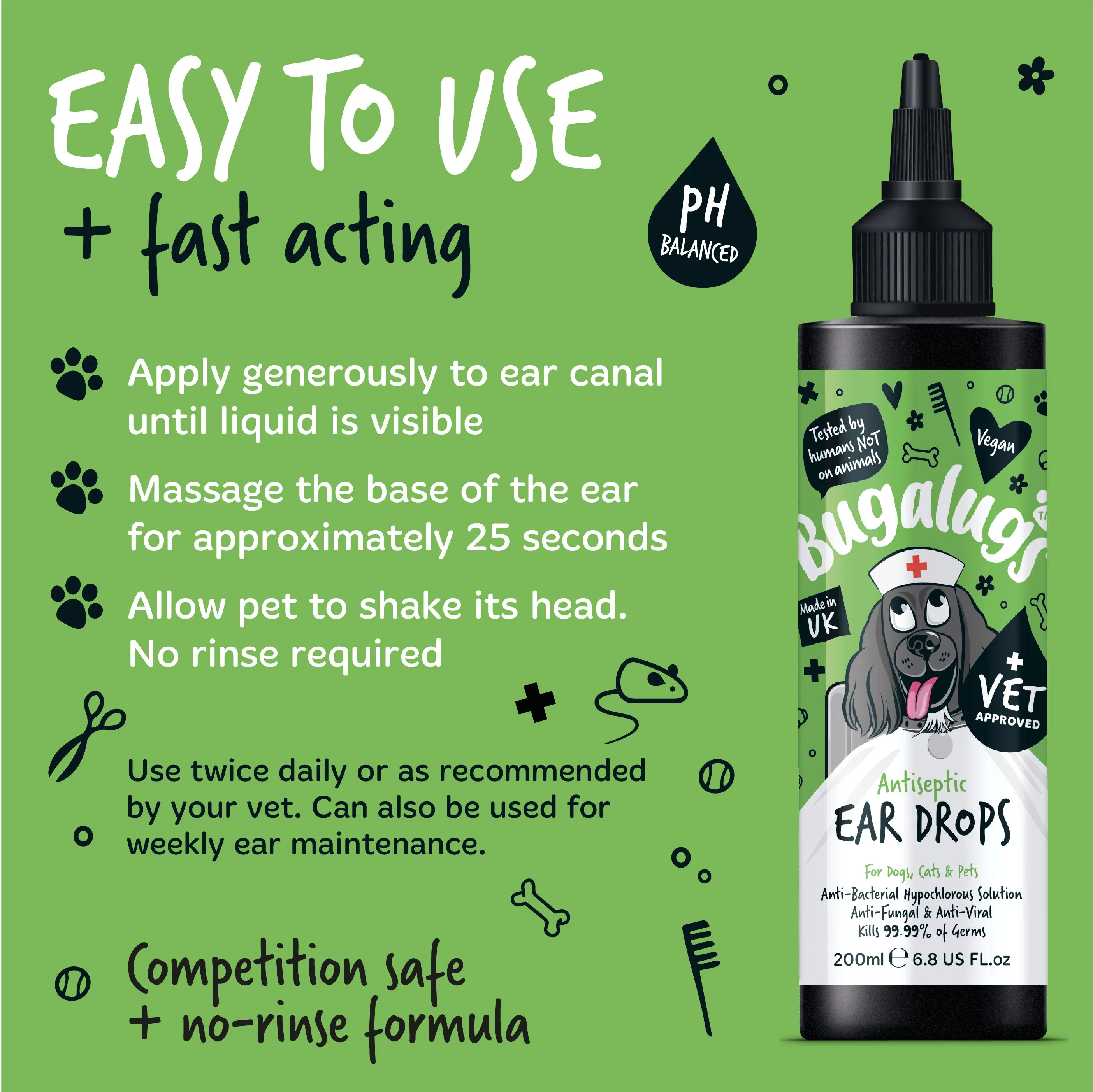 Antiseptic Ear Drops for Dogs, Cats & Pets