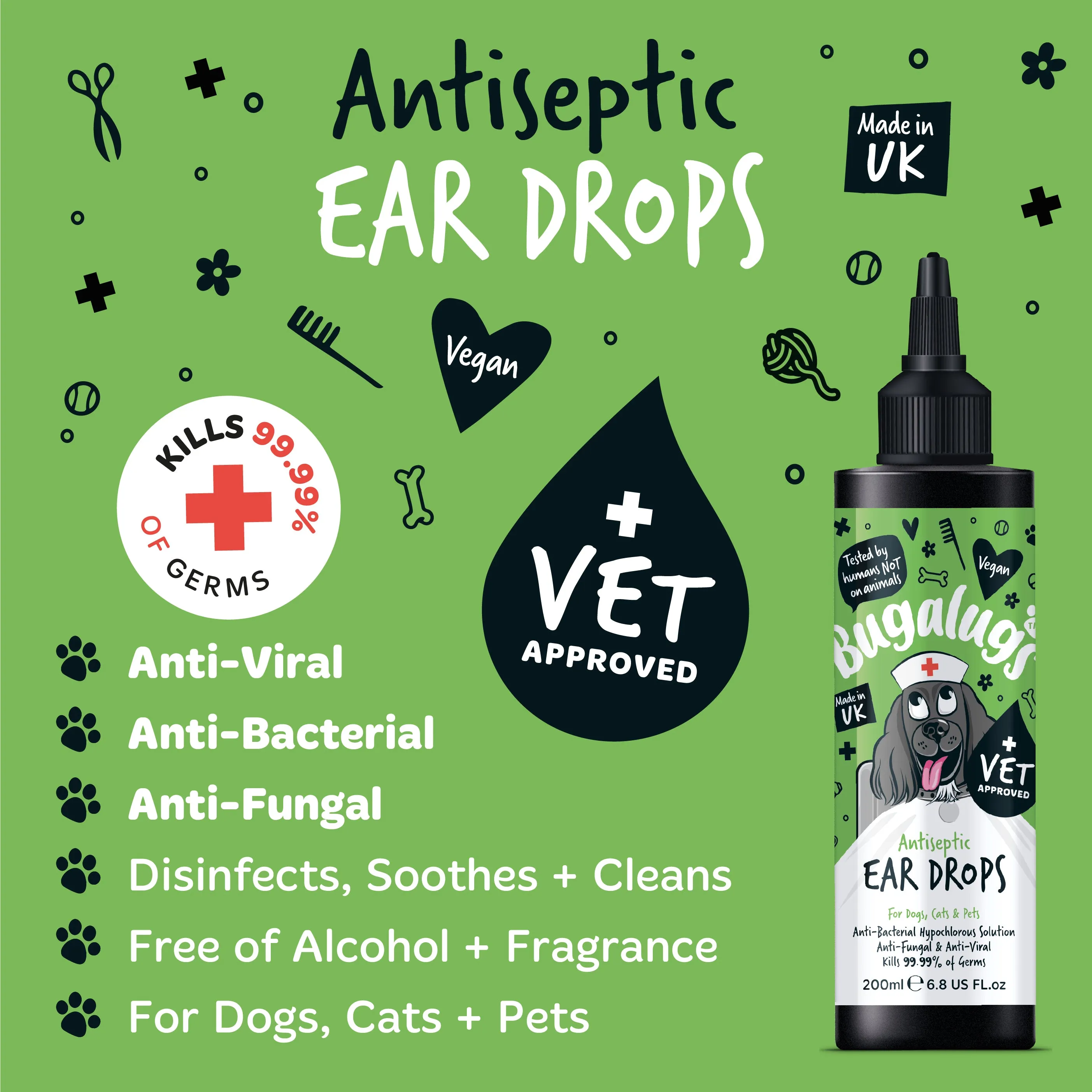 Antiseptic Ear Drops for Dogs, Cats & Pets