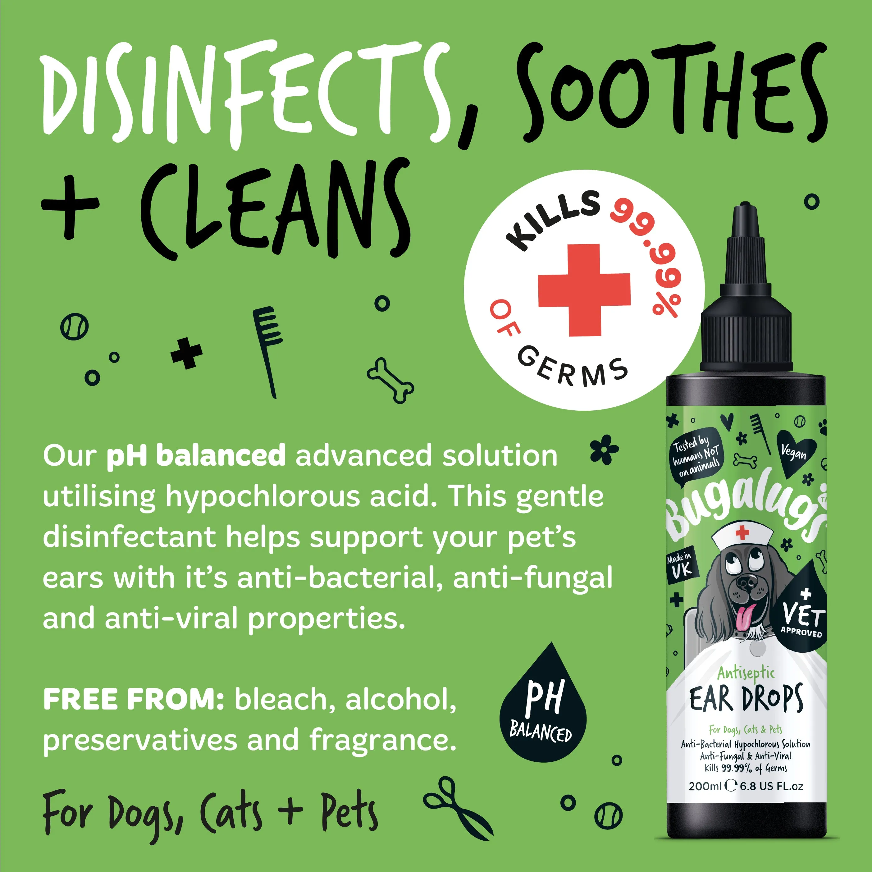 Antiseptic Ear Drops for Dogs, Cats & Pets