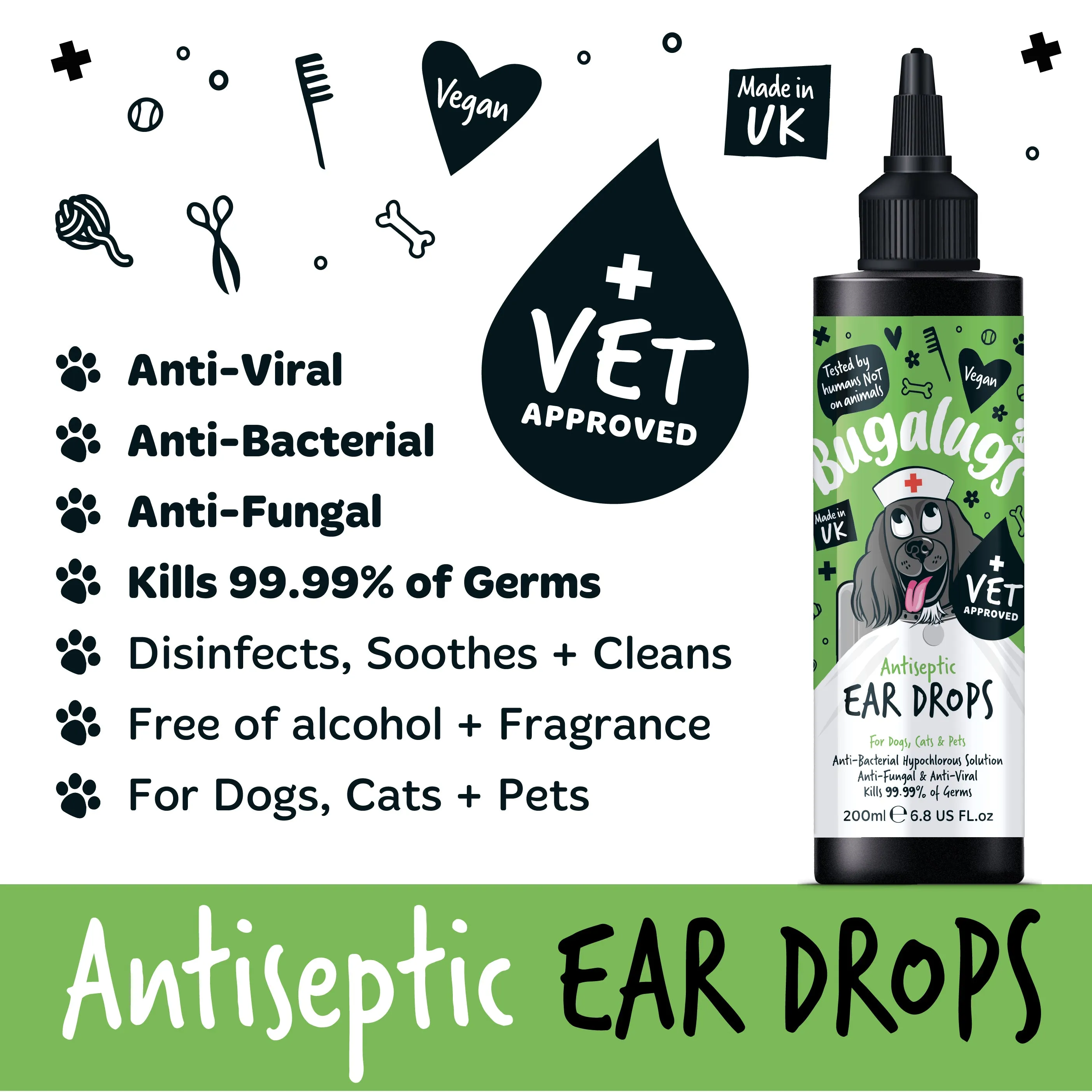 Antiseptic Ear Drops for Dogs, Cats & Pets