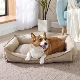 Arlee Crescent Orthopedic Memory Foam Dog Bed - Premium, Durable and Washable Fabric with Waterproof Lining and Nonskid Bottom, Dog Couch for Ultimate Comfort & Style - Medium, Safari