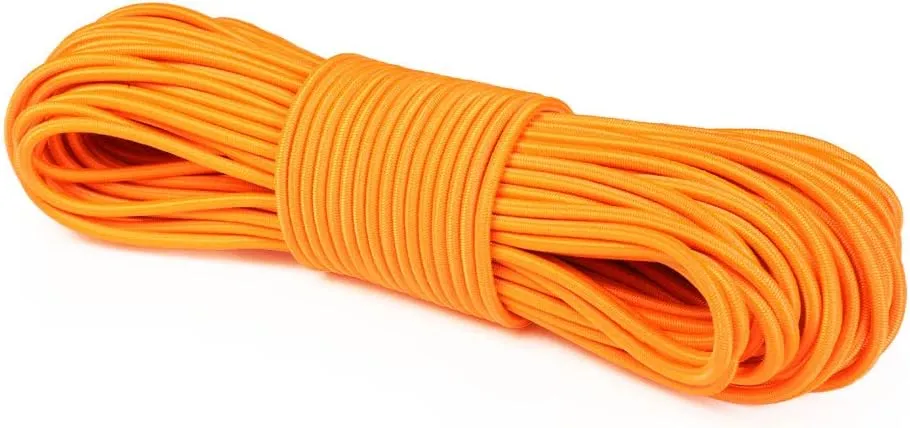 Atwood Rope MFG Shock Cord Bungee Cord - 5/32 Inch - Without Hooks - 25, 50, 100 Feet (Neon Orange, 25)