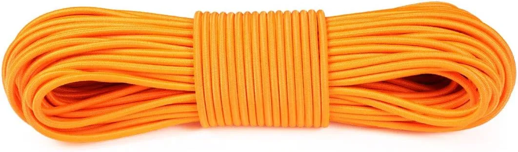Atwood Rope MFG Shock Cord Bungee Cord - 5/32 Inch - Without Hooks - 25, 50, 100 Feet (Neon Orange, 25)