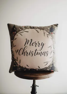 Beige Merry Christmas | Throw Pillow Cover | Christmas tree |