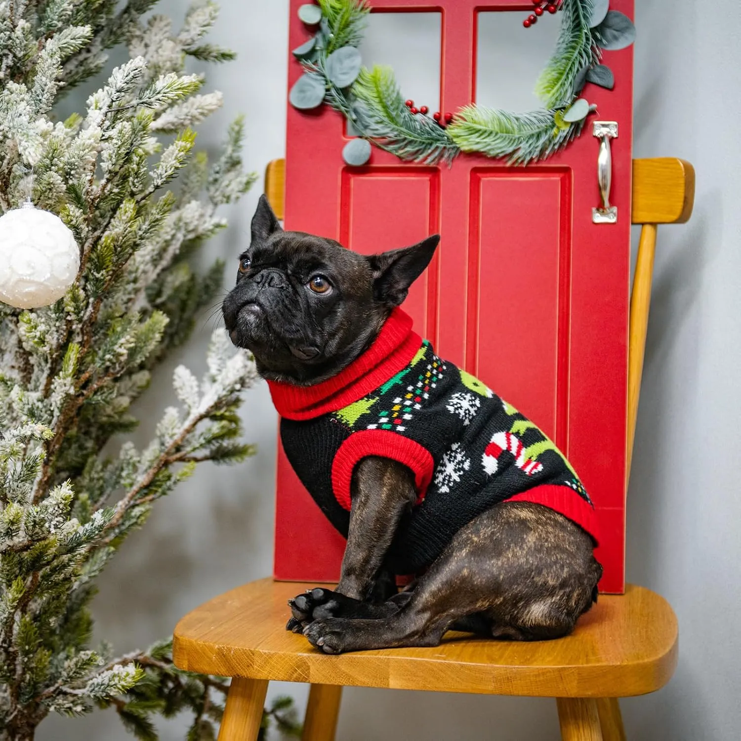BINGPET Knit Puppy Dog Sweater,Dinosaur Pattern Holiday Turtleneck Sweaters for Small Medium Large Dogs,Pet Winter Clothes Warm Sweatshirts Outfits for Dogs and Large Cats