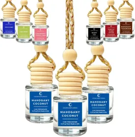 Car Air Freshener Hanging, Long Lasting Essential Oil Diffuser Mahogany Coconut Scent, Car Air Freshener For Women, Made in USA