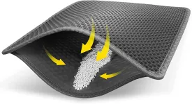 Cat Litter Mat Grey Trapping for Litter Box, XL Jumbo 30 X 24 In, Urine & Waterproof, Honeycomb Double Layer anti Tracking Kitty Mats, No Phthalate, Washable Easy Clean, Scatter Control