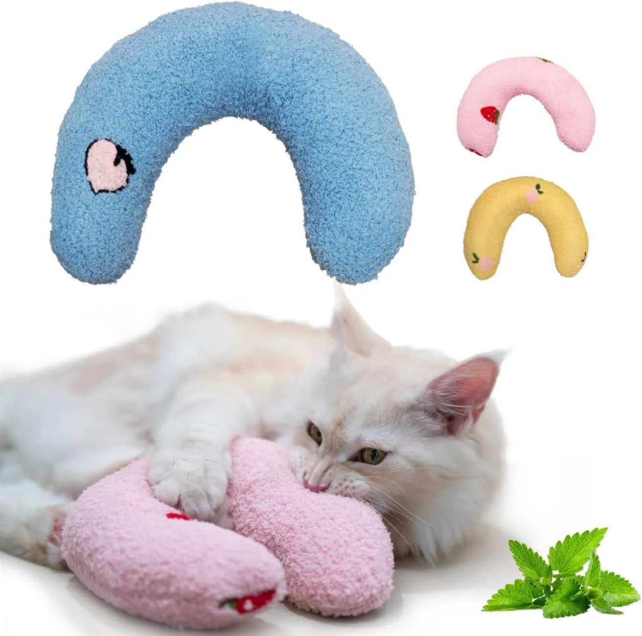 Cat Pillow for Cats & Kittens, Cat Kicker Toy, Large Size, Catnip-Infused, U-Shape, Plush, Machine Washable