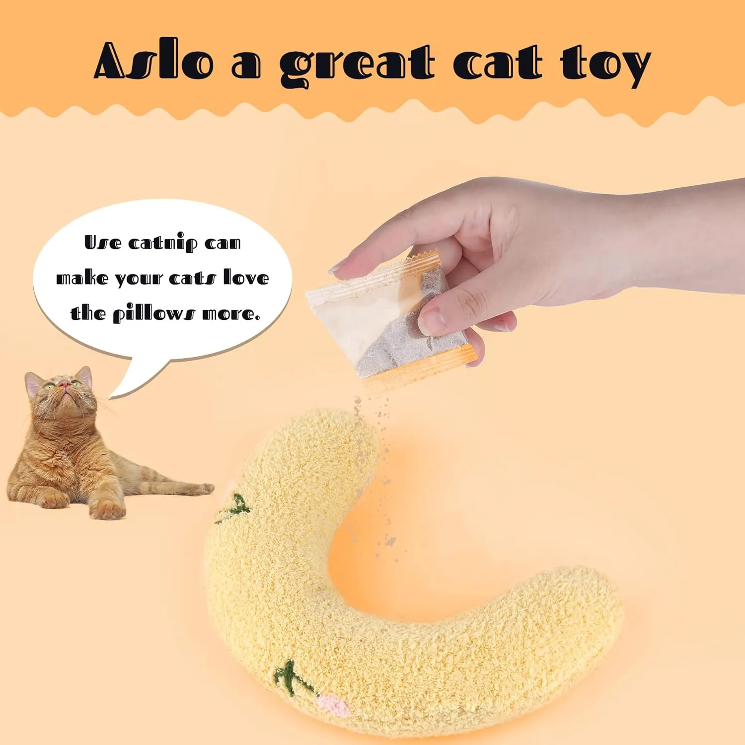 Cat Pillows for Indoor Cat and Small Dog, Calming Dog Pillows, Half Donut Dog Cutated Calming Pillow, Cozy Cat Bed Pillow Cute Rabbit Pillows (Yellow)