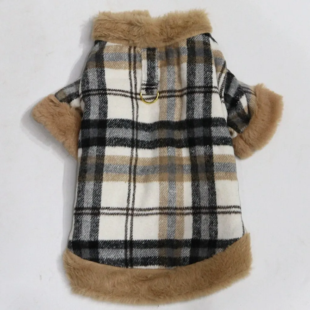 Cozy and Stylish: Pet Dog Clothes Lattice Coat for Autumn/Winter Fashion - Perfect Costume Clothes for Dogs, Ropa Perro, Chihuahua, and Yorkshire!