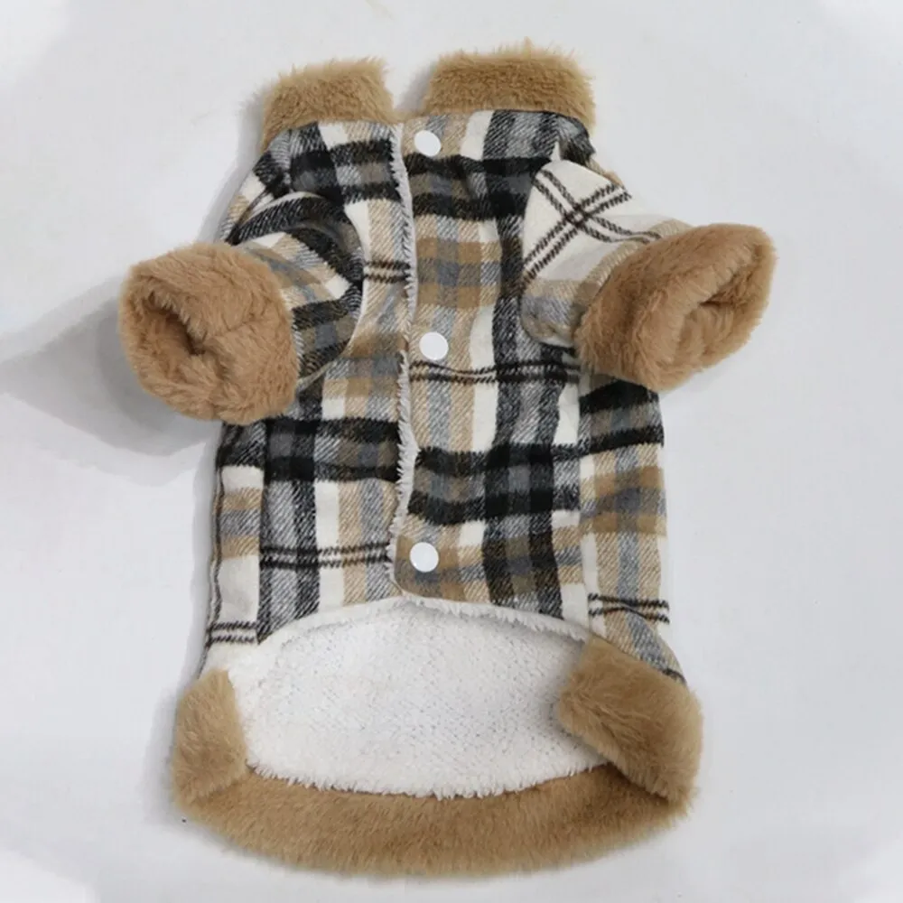 Cozy and Stylish: Pet Dog Clothes Lattice Coat for Autumn/Winter Fashion - Perfect Costume Clothes for Dogs, Ropa Perro, Chihuahua, and Yorkshire!