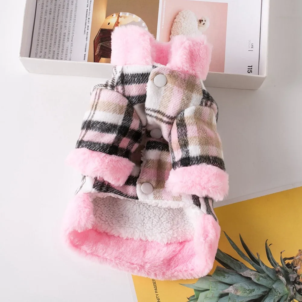 Cozy and Stylish: Pet Dog Clothes Lattice Coat for Autumn/Winter Fashion - Perfect Costume Clothes for Dogs, Ropa Perro, Chihuahua, and Yorkshire!