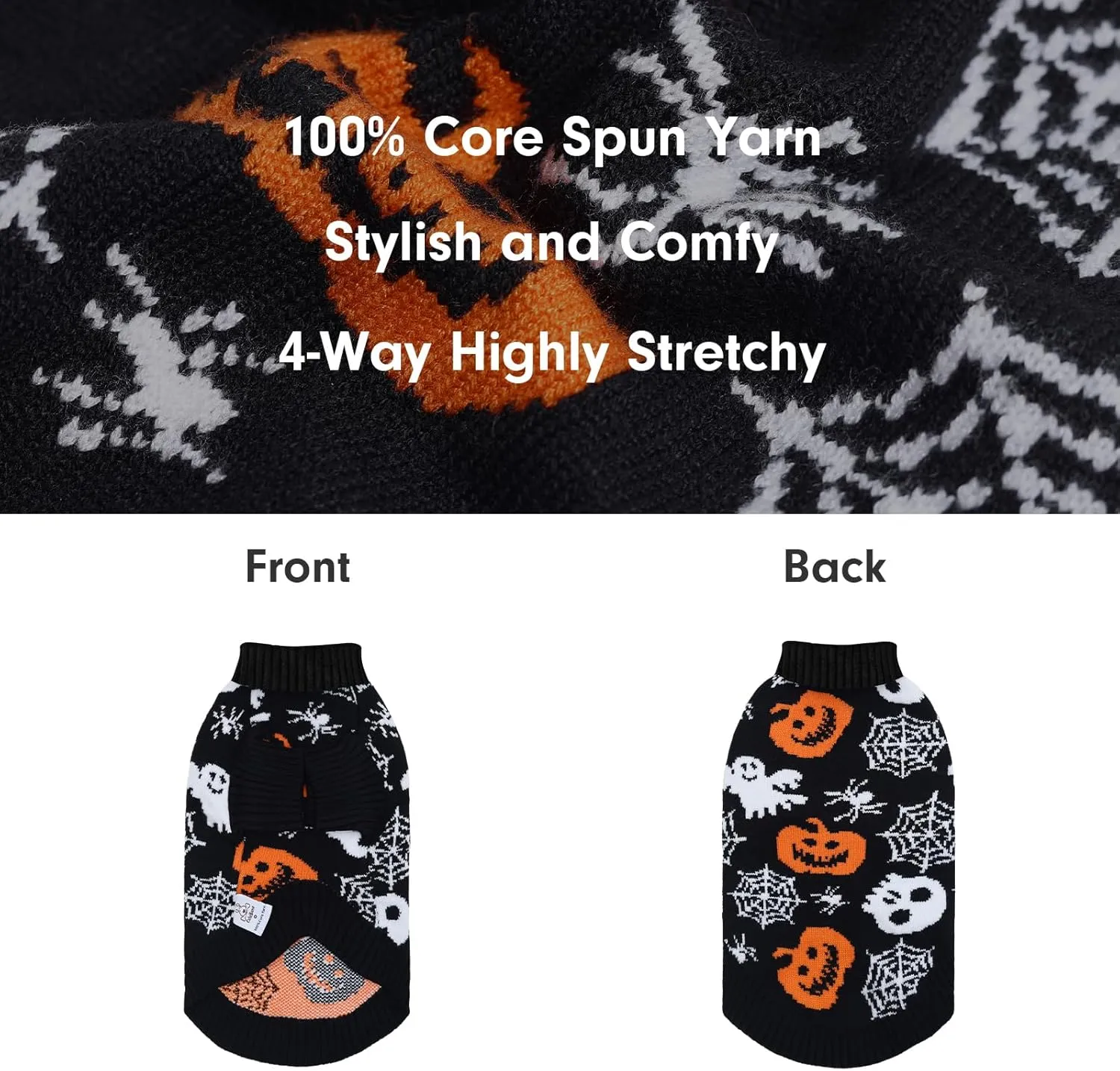 CuteBone Skull Dog Sweater Black Dog Sweater with Leash Hole Puppy Clothes for Medium Dogs Cozy Sweatshirts Puppy Sweater for Chihuahua Yorkie Teacup DS100L