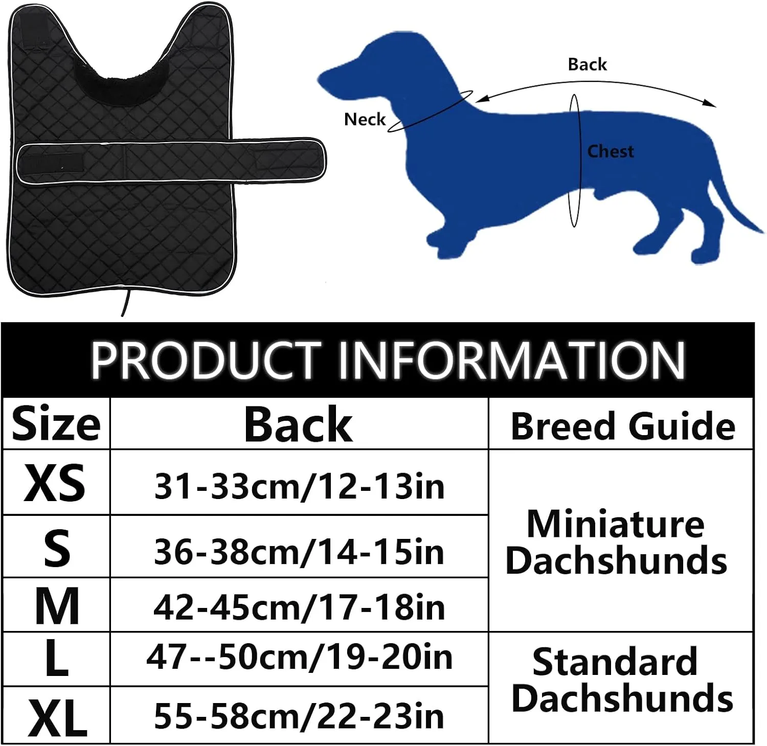Dachshund Coat Dog Coats for Dachshunds Dachshund Winter Jacket with Padded Fleece Outdoor Dog Clothes with Adjustable Bands - Dark Blue - M