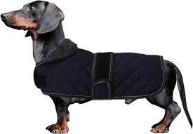 Dachshund Coat Dog Coats for Dachshunds Dachshund Winter Jacket with Padded Fleece Outdoor Dog Clothes with Adjustable Bands - Dark Blue - M
