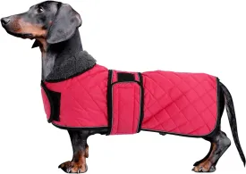 Dachshund Coat Dog Coats for Dachshunds Dachshund Winter Jacket with Padded Fleece Outdoor Dog Clothes with Adjustable Bands - Pink - M