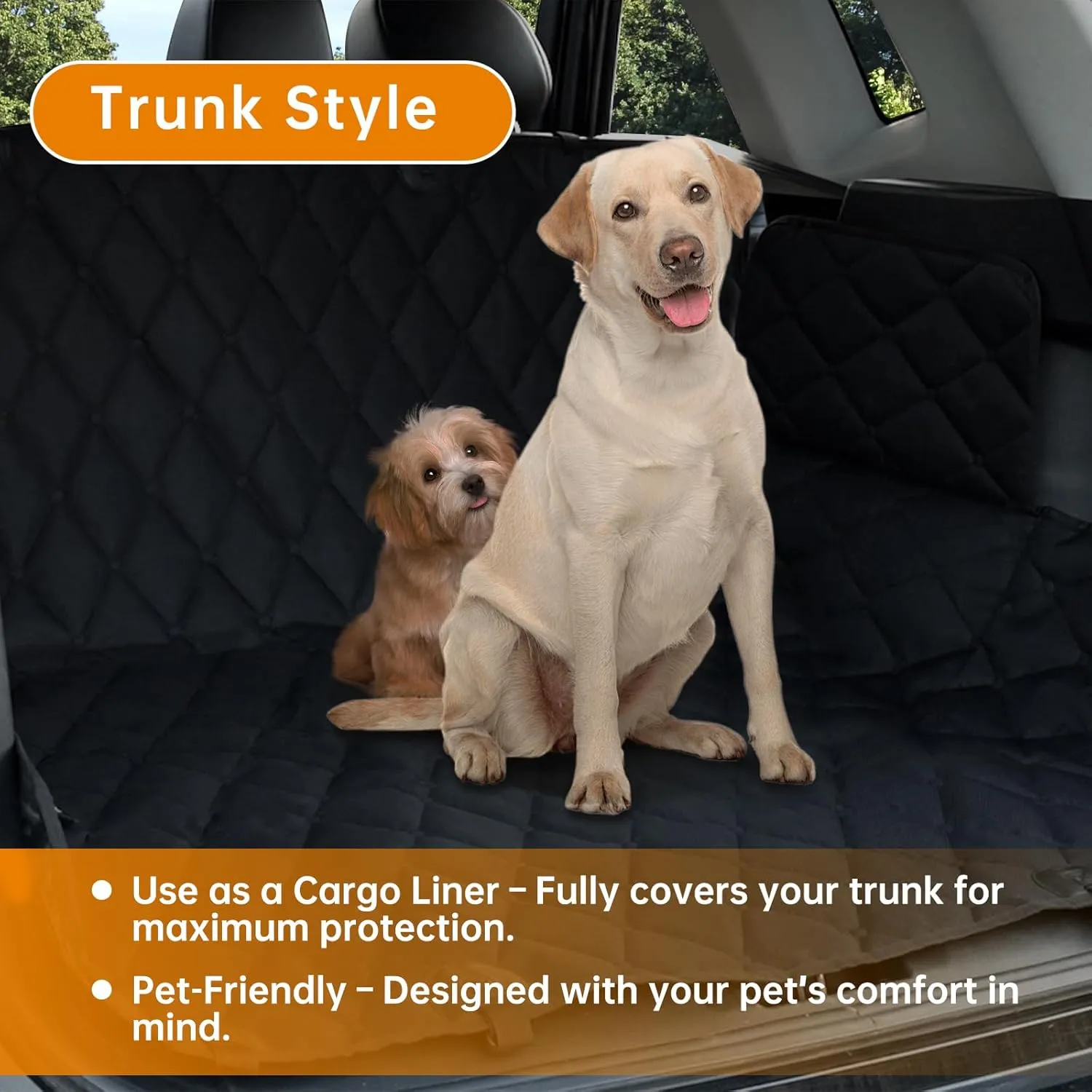 Dog Car Seat Cover for Back Seat 100% Waterproof, Long-Lasting and Soft Nonslip Backseat Dog Cover for Cars, SUVs and Trucks (Black, Standard (54" W x 59" L))