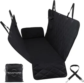 Dog Car Seat Cover for Back Seat 100% Waterproof, Long-Lasting and Soft Nonslip Backseat Dog Cover for Cars, SUVs and Trucks (Black, Standard (54" W x 59" L))