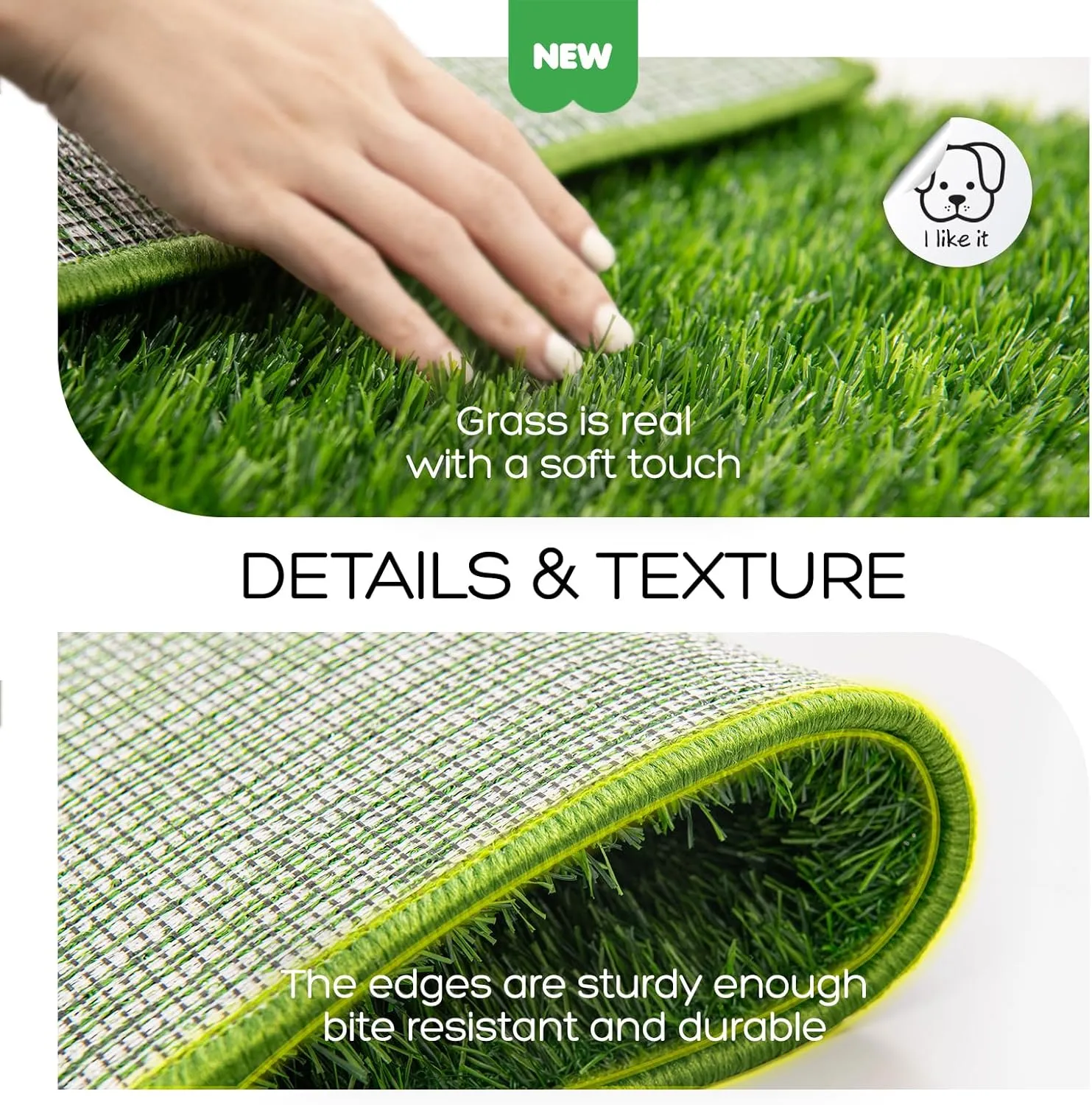Dog Grass Pad with Tray, 4534in XL Litter Box, 2Grass Pad for Dogs Potty Washable, Thick Soft Odor-Free Hemmed Dog Pee Grass, Indoor Potty Training Balcony