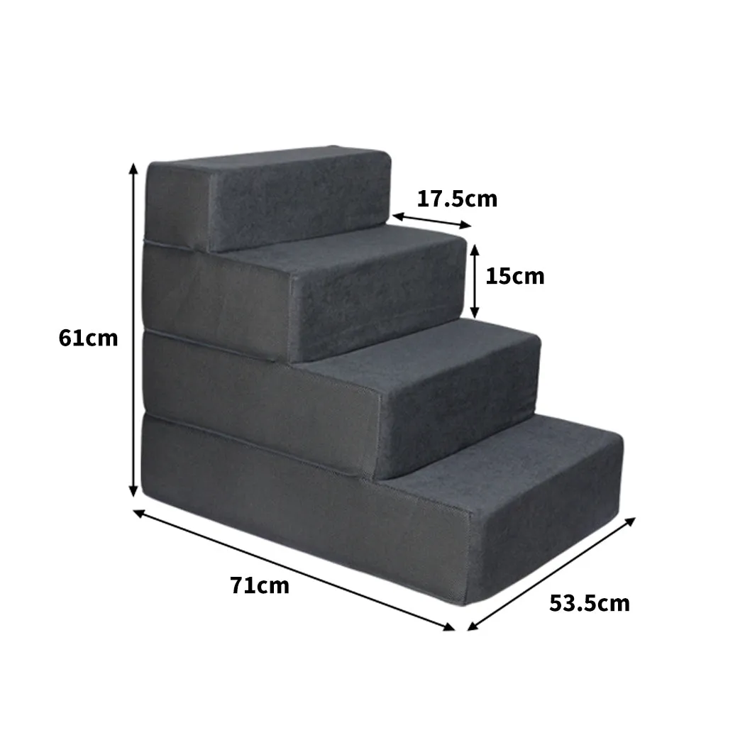 Dog Stairs Ramp Portable Climbing Washable Removable Cover 4 Steps Large - Grey Large