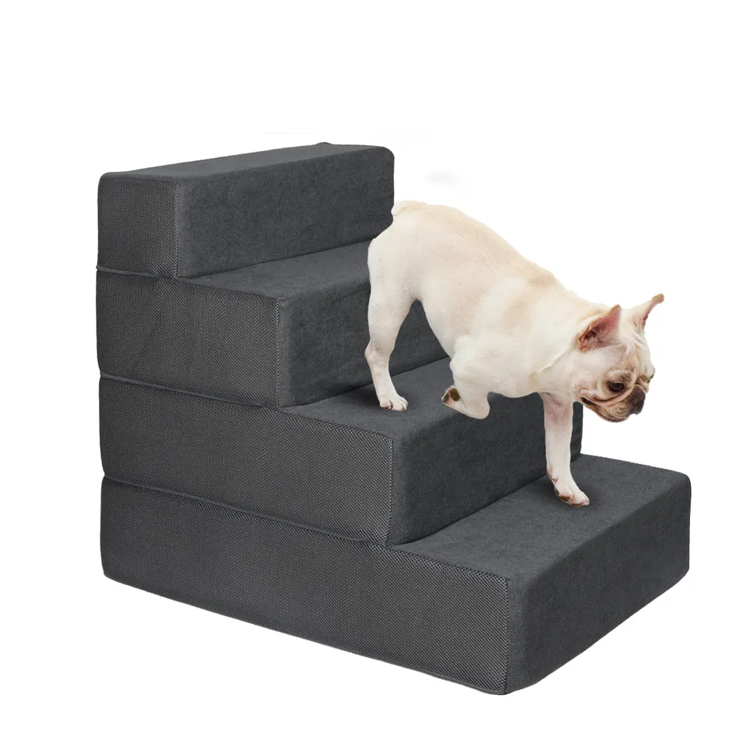 Dog Stairs Ramp Portable Climbing Washable Removable Cover 4 Steps Large - Grey Large