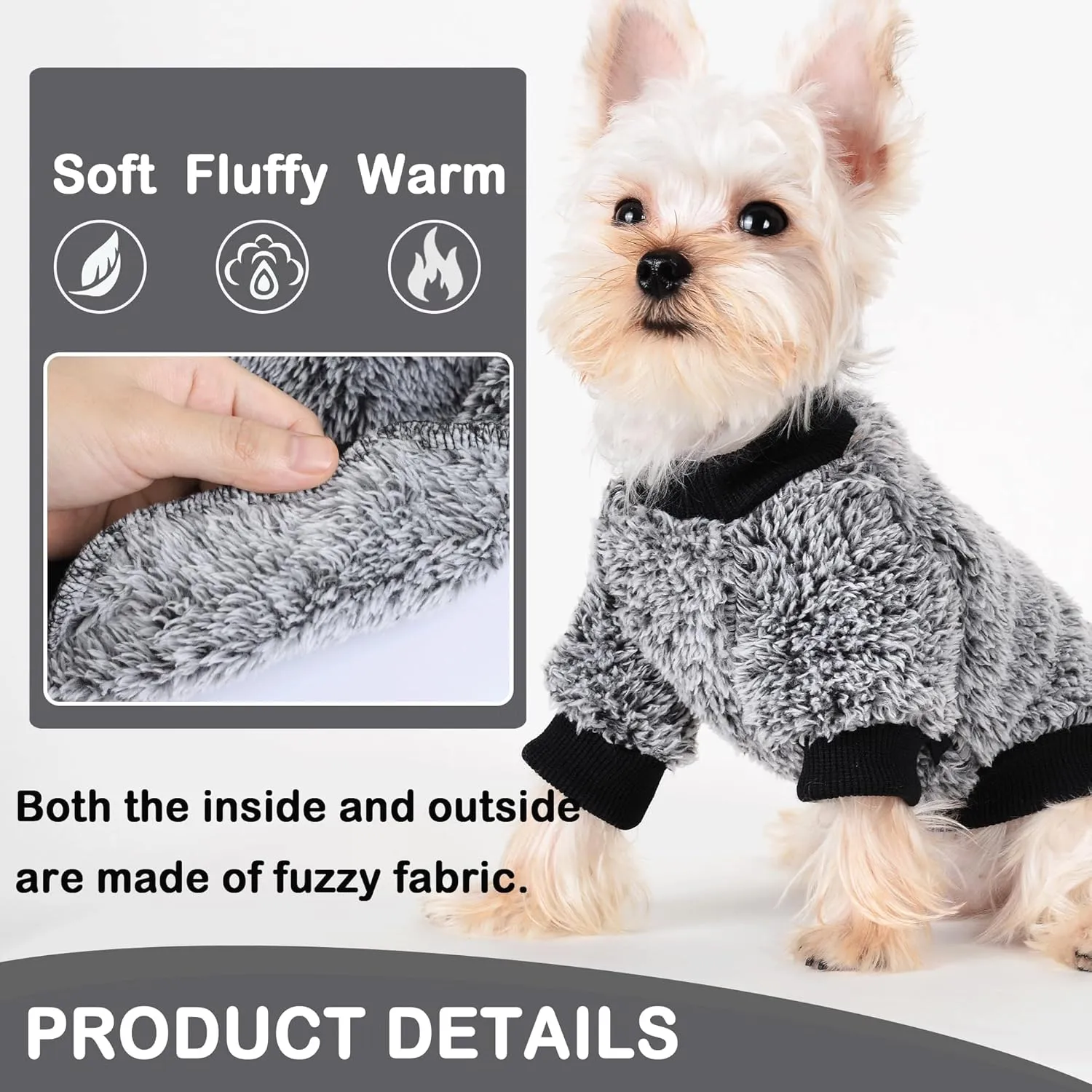 Dog Sweaters for Small Dogs Girl Male Dog, Sweater, Soft Fleece Pet Winter Clothes Boy Girl, Fuzzy Sweatshirts Flannel Jacket Puppy Coat(M, Black)