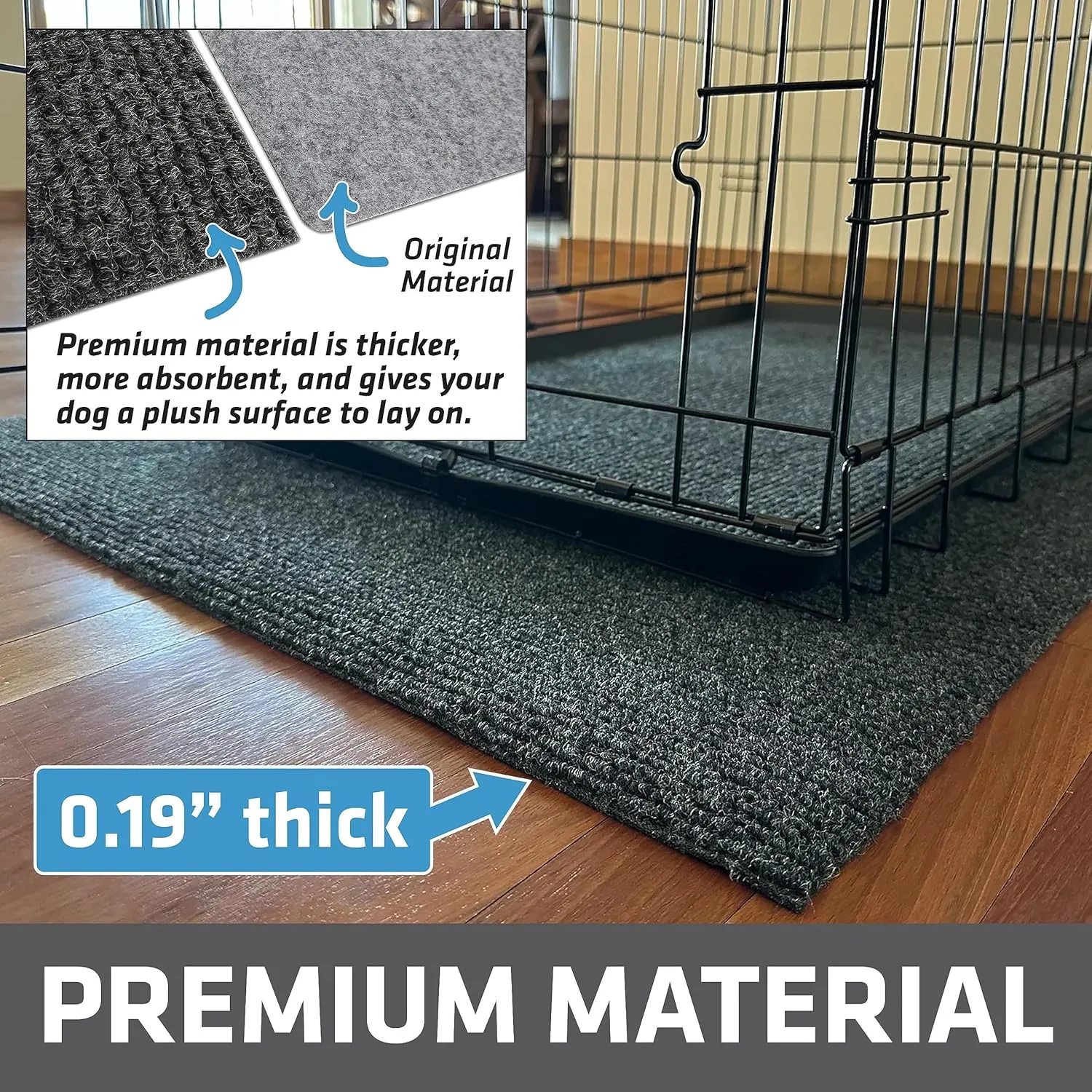 Drymate Premium Dog Crate Mat Liner, Absorbent, Waterproof, Non-Slip, Washable Puppy Pee Pad for Kennel Training - Use Under Pet Cage to Protect Floors, Cut to Fit Design (USA Made) (Dgrey)(30x45)