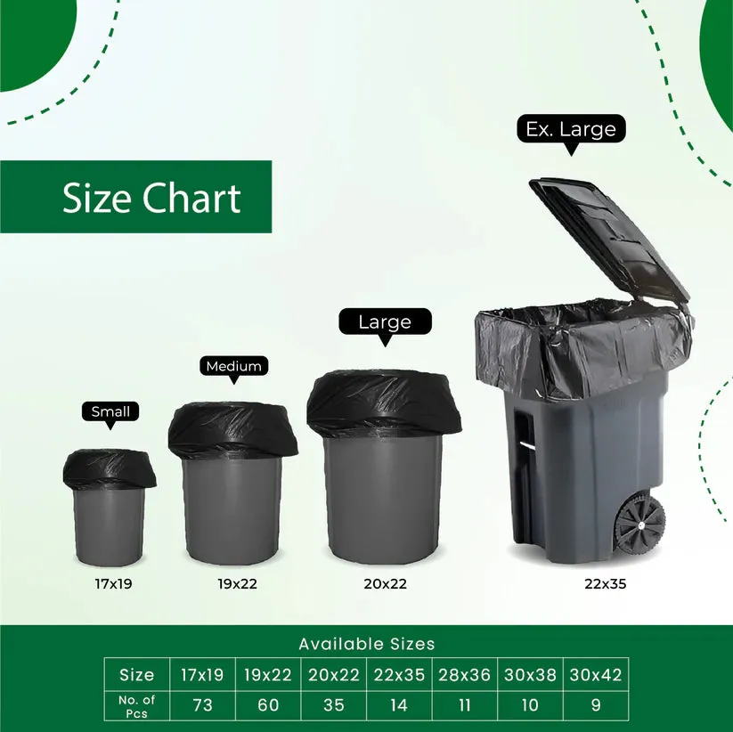 Ecobharat Bio Degradable and Compostable Bags | 22x35 (14 pieces) | Black
