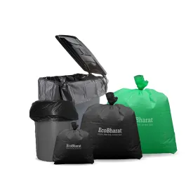 Ecobharat Bio Degradable and Compostable Bags | 22x35 (14 pieces) | Black