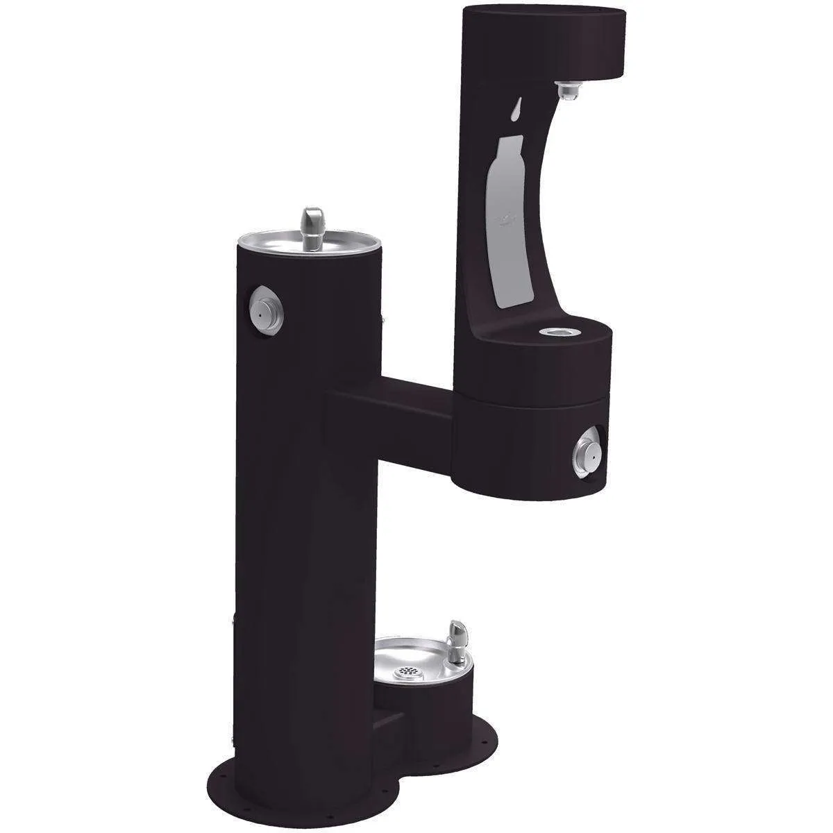 Elkay Outdoor ezH2O Lower Bottle Filling Station Bi-Level, Pedestal with Pet Station Non-Filtered Non-Refrigerated Black LK4420BF1LDBBLK