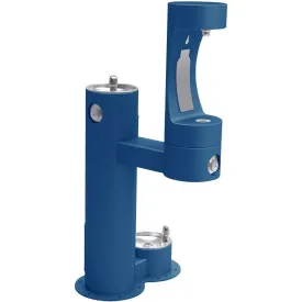 Elkay Outdoor ezH2O Lower Bottle Filling Station Bi-Level, Pedestal with Pet Station Non-Filtered Non-Refrigerated Blue LK4420BF1LDBBLU