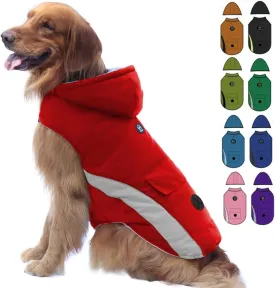 EMUST Dog Cold Weather Coat, Hooded Winter Jacket for Dogs, Medium Dog Coats for Winter with Pocket, Dog Jackets for Puppy Medium Dogs, M/Red