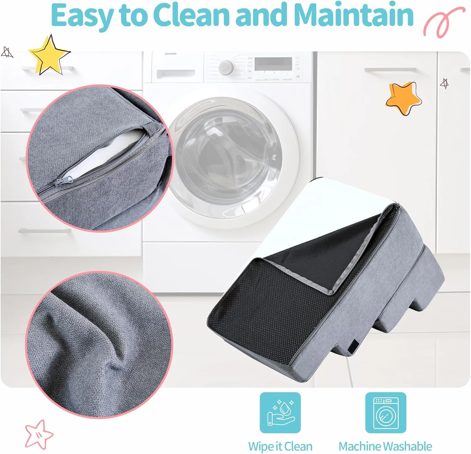 Foldable Dog Stairs for Small Dogs with Washable Cover