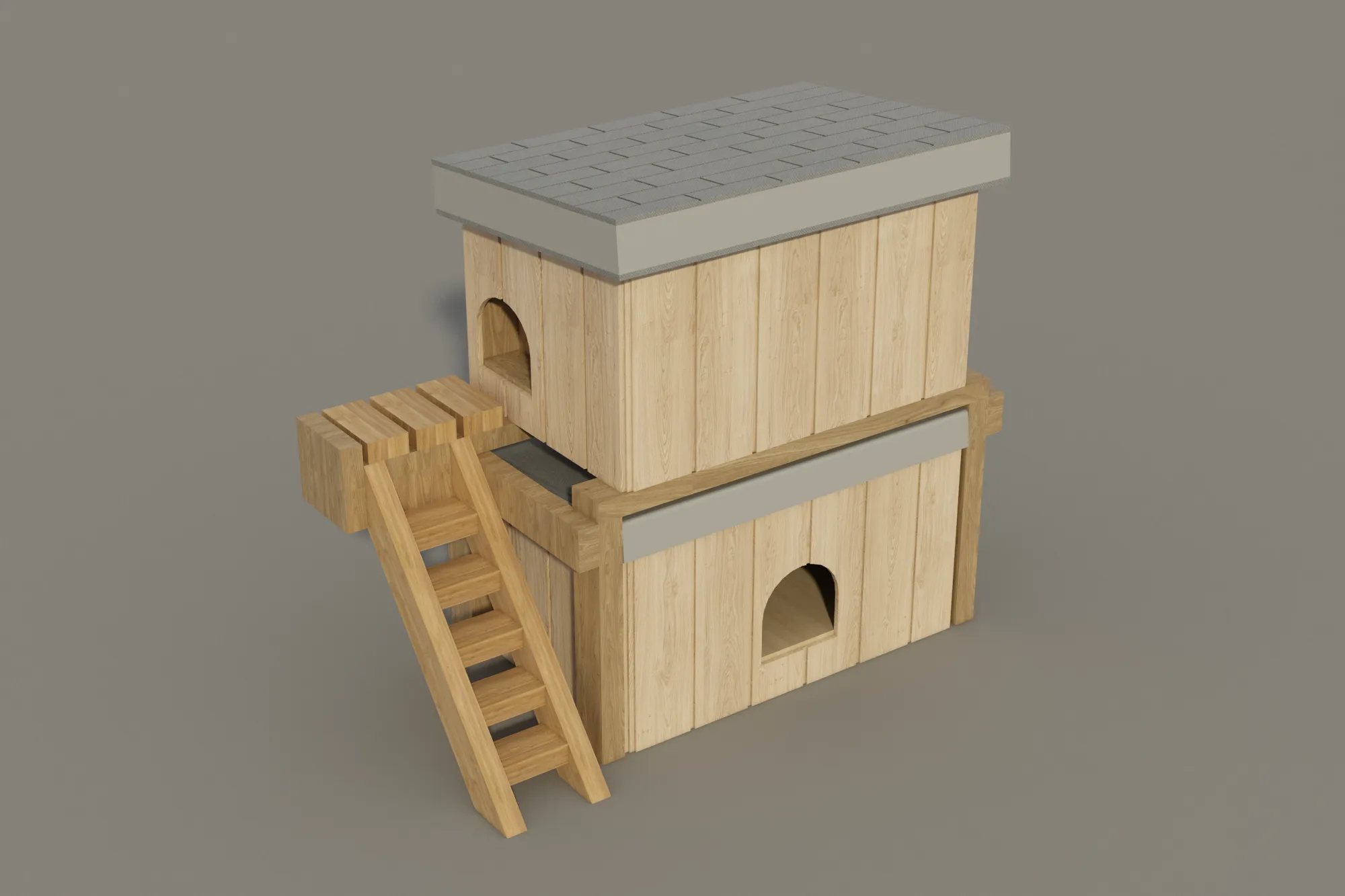 Free Dog House Plans DIY Medium Size Wooden Two Story Pet Kennel Home Shelter Outdoor