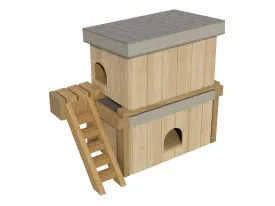 Free Dog House Plans DIY Medium Size Wooden Two Story Pet Kennel Home Shelter Outdoor