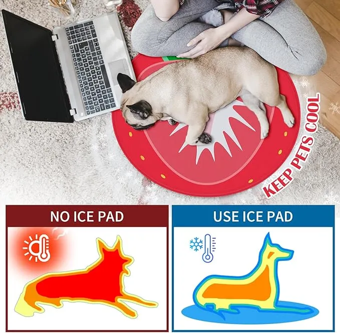 Furrybaby Dog Cooling Mat, 30 cm Strawbery Large Dog Cooling Pads Mats