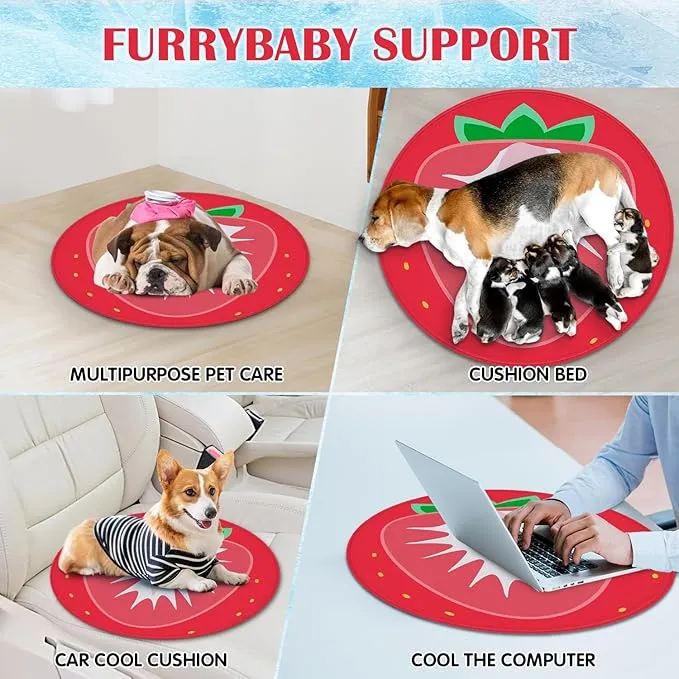 Furrybaby Dog Cooling Mat, 30 cm Strawbery Large Dog Cooling Pads Mats