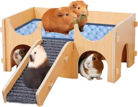 Guinea Pig Hideout,Wooden Guinea Pig Castle with Stairs,Guinea Pig Bed for Small Animal Houses & Habitats Hamsters Chinchilla Ferret Bunny